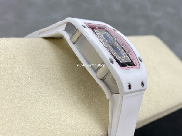 BBA Factory Richard Mille RM07 31.4mm Titanium&Carbon Fiber White Rubber Strap Skeletonized Pink Dial - Image 5