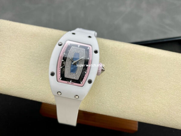 BBA Factory Richard Mille RM07 31.4mm Titanium&Carbon Fiber White Rubber Strap Skeletonized Pink Dial - Image 4