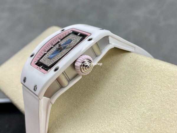 BBA Factory Richard Mille RM07 31.4mm Titanium&Carbon Fiber White Rubber Strap Skeletonized Pink Dial - Image 6