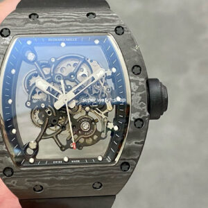 BBR Factory Richard Mille 43mm RM055 Black Carbon Fiber Black Rubber Strap Black Skeletonized Dial