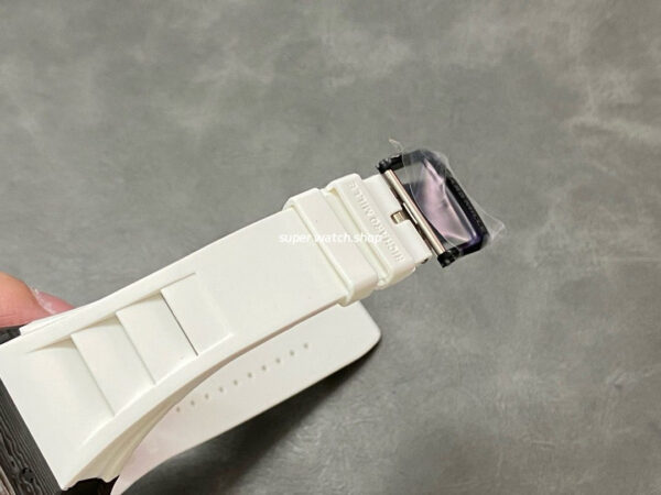 BBR Factory Richard Mille 43mm RM055 Black Carbon Fiber White Rubber Strap White Skeletonized Dial - Image 7
