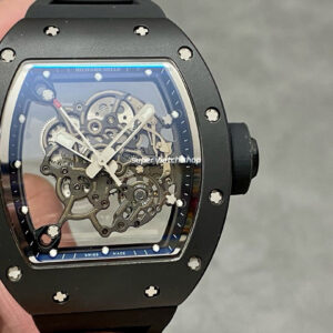 BBR Factory Richard Mille 43mm RM055 Black Ceramics Black Rubber Strap Black Skeletonized Dial