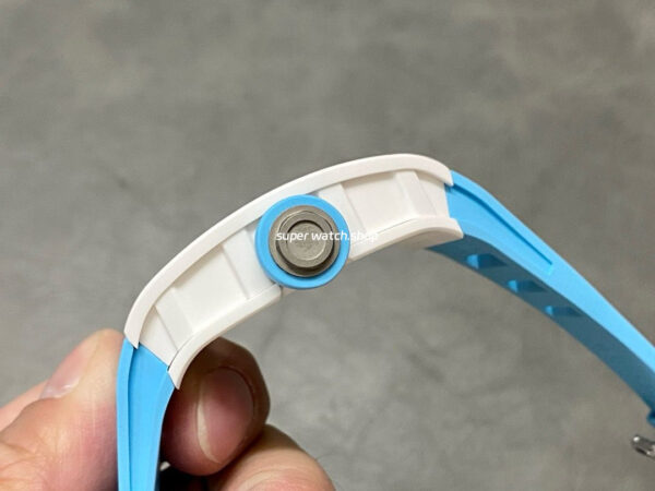 BBR Factory Richard Mille 43mm RM055 White Ceramics Light Blue Rubber Strap Light Blue Skeletonized Dial - Image 6