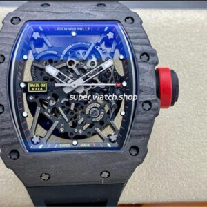 BBR Factory Richard Mille 44.5mm RM35-02 Black Carbon Fiber Black Rubber Strap Black Skeletonized