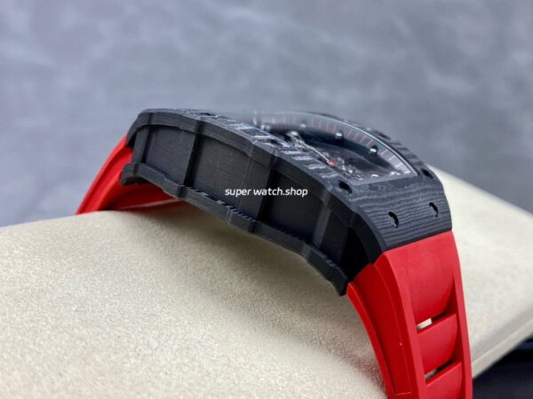 BBR Factory Richard Mille 44.5mm RM35-02 Black Carbon Fiber Red Rubber Strap Black Skeletonized - Image 5
