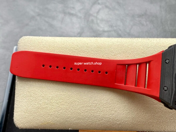 BBR Factory Richard Mille 44.5mm RM35-02 Black Carbon Fiber Red Rubber Strap Black Skeletonized - Image 9