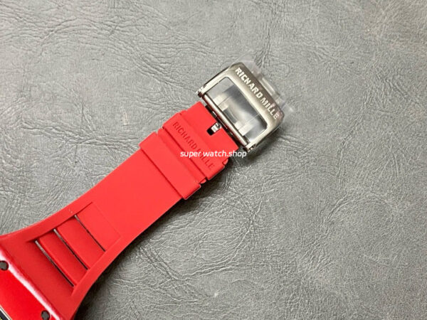 BBR Factory Richard Mille 44.5mm RM35-02 Red Carbon Fiber Red Rubber Strap Black Skeletonized - Image 8
