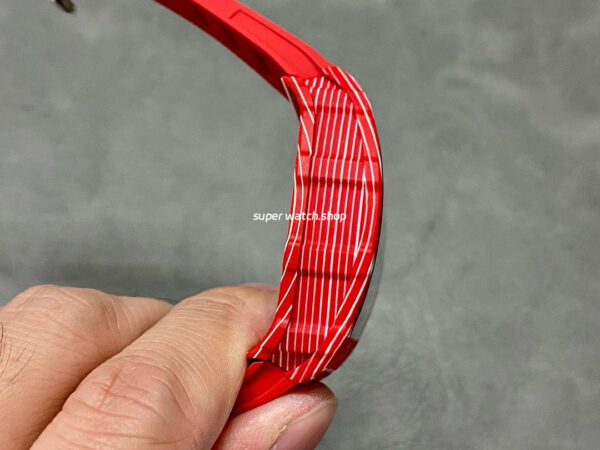 BBR Factory Richard Mille 44.5mm RM35-02 Red Carbon Fiber Red Rubber Strap Black Skeletonized - Image 5