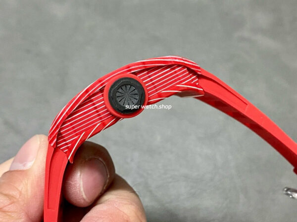 BBR Factory Richard Mille 44.5mm RM35-02 Red Carbon Fiber Red Rubber Strap Black Skeletonized - Image 6