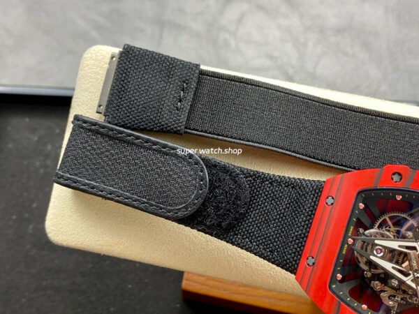 BBR Factory Richard Mille Tourbillon RM27-03 40mm Red Carbon Case Textile Strap Skeletonized Dial - Image 8