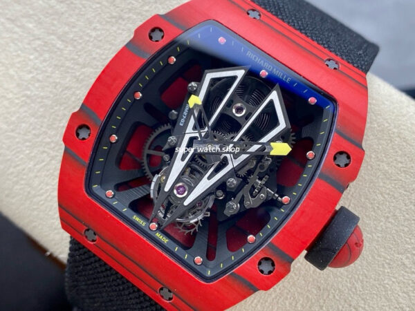 BBR Factory Richard Mille Tourbillon RM27-03 40mm Red Carbon Case Textile Strap Skeletonized Dial - Image 3