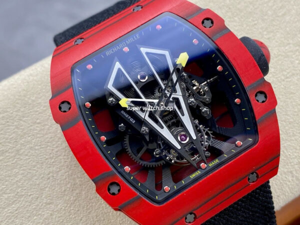BBR Factory Richard Mille Tourbillon RM27-03 40mm Red Carbon Case Textile Strap Skeletonized Dial - Image 2