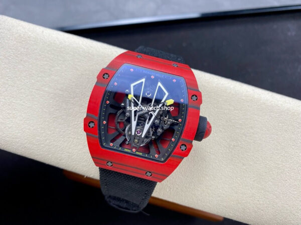 BBR Factory Richard Mille Tourbillon RM27-03 40mm Red Carbon Case Textile Strap Skeletonized Dial - Image 4