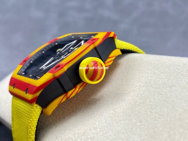 BBR Factory Richard Mille Tourbillon RM27-03 40mm Yellow Carbon Case Textile Strap Skeletonized Dial - Image 6