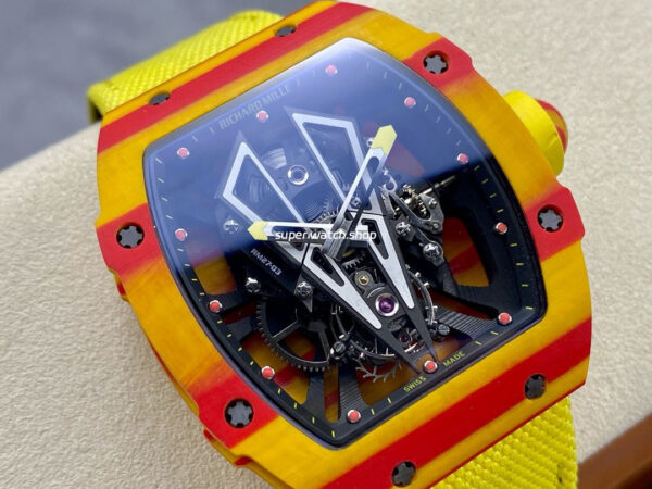 BBR Factory Richard Mille Tourbillon RM27-03 40mm Yellow Carbon Case Textile Strap Skeletonized Dial - Image 2
