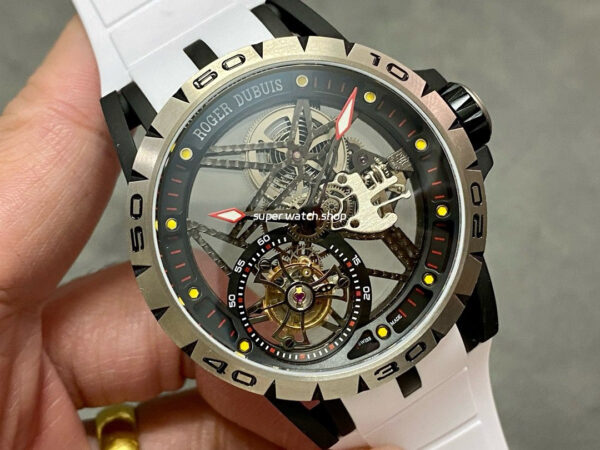 BBR Factory Roger Dubuis Excalibur Spider RDDBEX0479 Tourbillon 45mm Titanium White Rubber Strap Black Dial - Image 2
