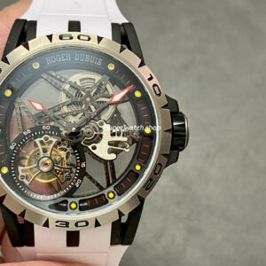BBR Factory Roger Dubuis Excalibur Spider RDDBEX0479 Tourbillon 45mm Titanium White Rubber Strap Black Dial