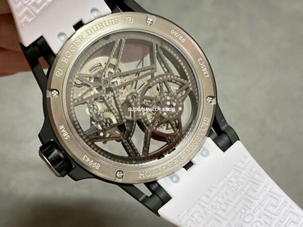BBR Factory Roger Dubuis Excalibur Spider RDDBEX0479 Tourbillon 45mm Titanium White Rubber Strap Black Dial - Image 5