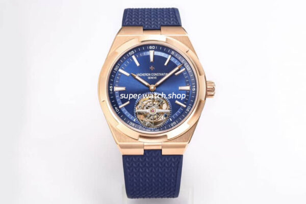 BBS Factory Vacheron Constantin Overseas Tourbillon 6000V-110R-B733 Rubber Strap Rose Gold Blue Dial