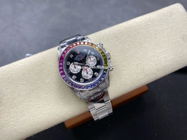 BT Factory Rolex Daytona 116599 RBOW 40mm Full White Gold Black Dial - Image 4