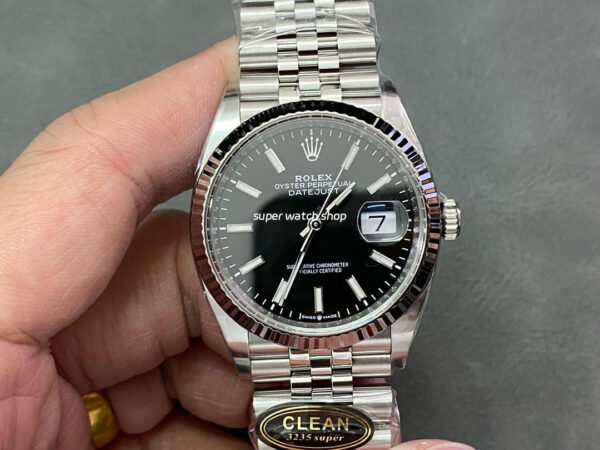 Clean Factory Rolex Datejust 126234-0015 36mm Full 904L Black Dial Jubilee
