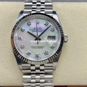Clean Factory Rolex Datejust 126234-0019 36mm Full 904L Diamond Mop Mother Of Pearl Dial Jubilee