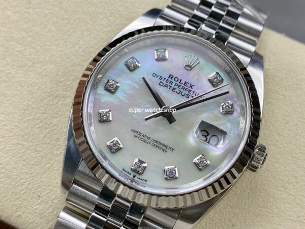 Clean Factory Rolex Datejust 126234-0019 36mm Full 904L Diamond Mop Mother Of Pearl Dial Jubilee - Image 3