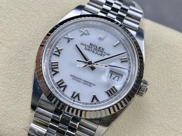Clean Factory Rolex Datejust 126234-0025 36mm Full 904L Roman Numerals White Dial Jubilee - Image 3