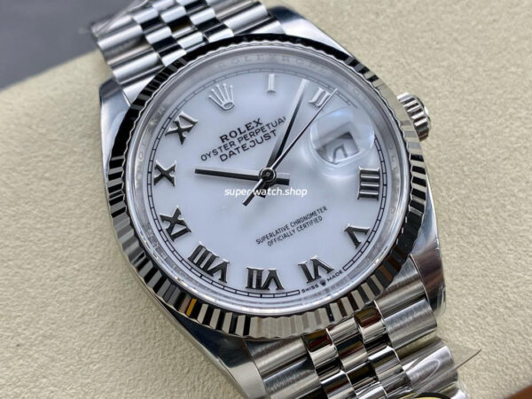 Clean Factory Rolex Datejust 126234-0025 36mm Full 904L Roman Numerals White Dial Jubilee - Image 2