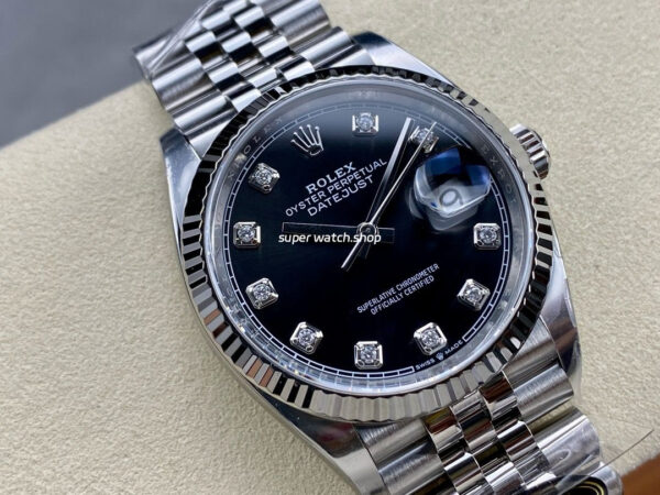 Clean Factory Rolex Datejust 126234-0027 36mm Full 904L Diamond Mop Black Dial Jubilee - Image 2