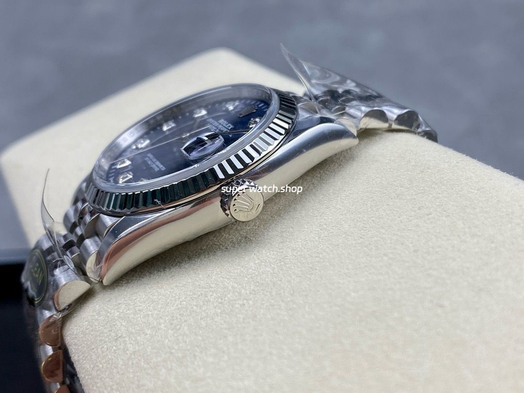 Clean Factory Rolex Datejust 126234-0057 36mm Full 904L Diamond Fluted Motif Blue Dial Jubilee - Image 6