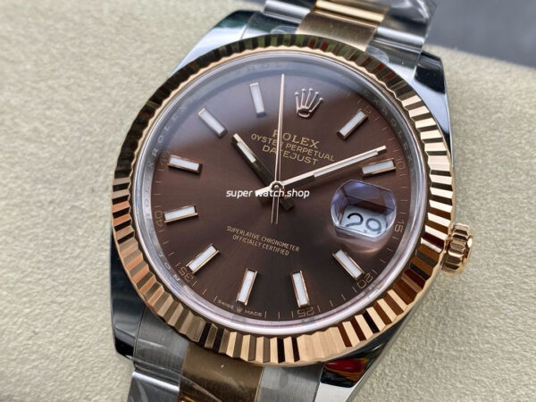 Clean Factory Rolex Datejust 126331-0001 41mm Half Rose Gold Brown Dial - Image 3