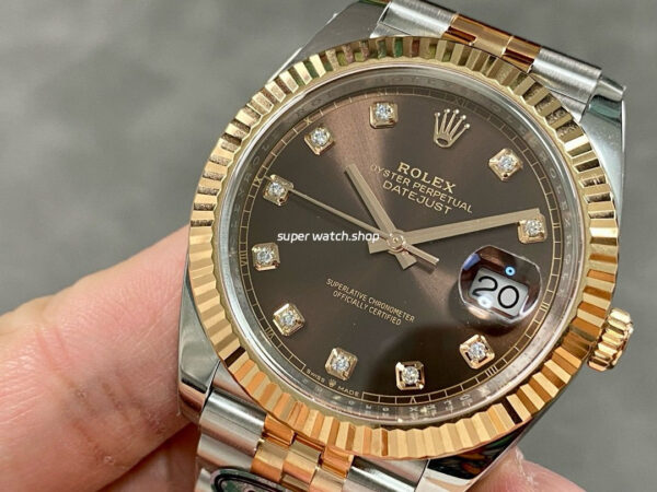 Clean Factory Rolex Datejust 126331-0004 41mm Half Rose Gold Diamond Brown Dial Jubilee - Image 3