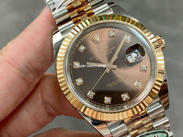 Clean Factory Rolex Datejust 126331-0004 41mm Half Rose Gold Diamond Brown Dial Jubilee - Image 2