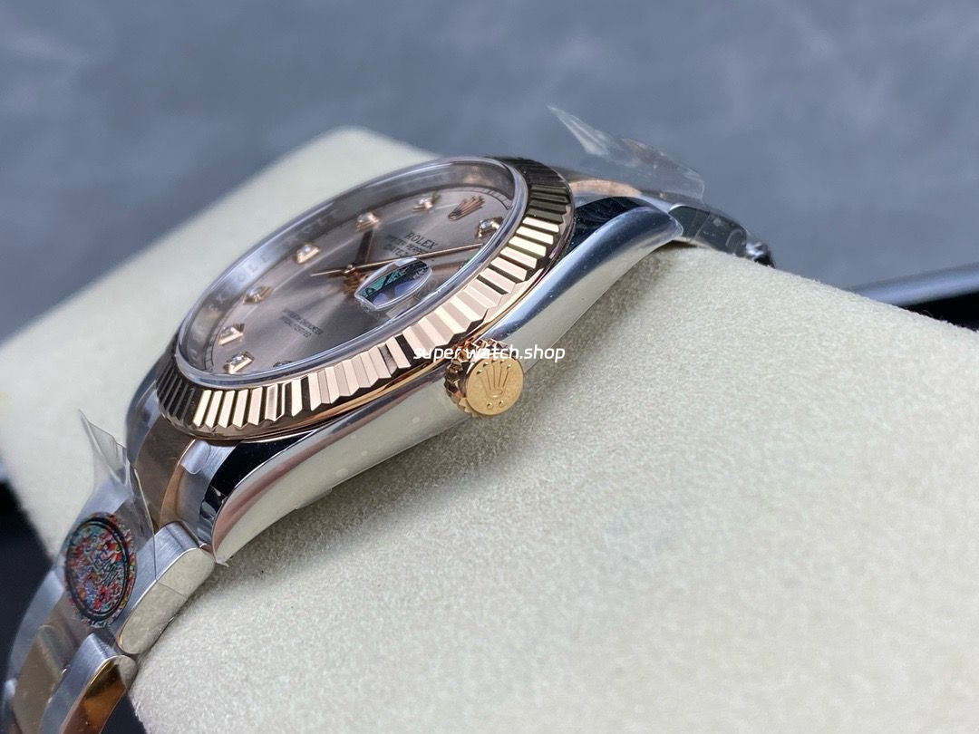 Clean Factory Rolex Datejust 126331-0007 41mm Half Rose Gold Diamond Pink Dial - Image 7