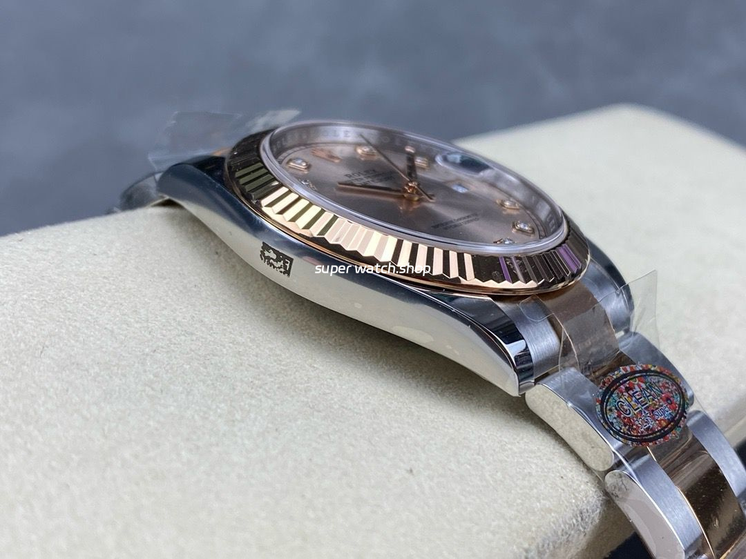 Clean Factory Rolex Datejust 126331-0007 41mm Half Rose Gold Diamond Pink Dial - Image 6