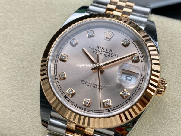Clean Factory Rolex Datejust 126331-0008 41mm Half Rose Gold Diamond Pink Dial Jubilee - Image 3