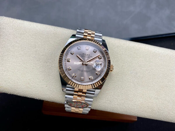 Clean Factory Rolex Datejust 126331-0008 41mm Half Rose Gold Diamond Pink Dial Jubilee - Image 4