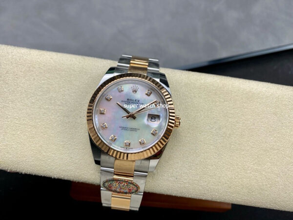 Clean Factory Rolex Datejust 126331 41mm Half Rose Gold Diamond Mother Of Pearl Dial - Image 4