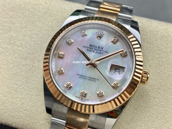 Clean Factory Rolex Datejust 126331 41mm Half Rose Gold Diamond Mother Of Pearl Dial - Image 3