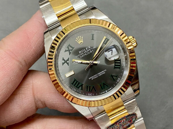 Clean Factory Rolex Datejust 126333-0019 41mm Half Gold Roman Numerals Wimbledon Grey Dial - Image 2