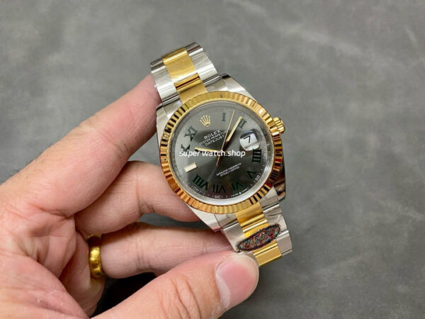 Clean Factory Rolex Datejust 126333-0019 41mm Half Gold Roman Numerals Wimbledon Grey Dial - Image 4