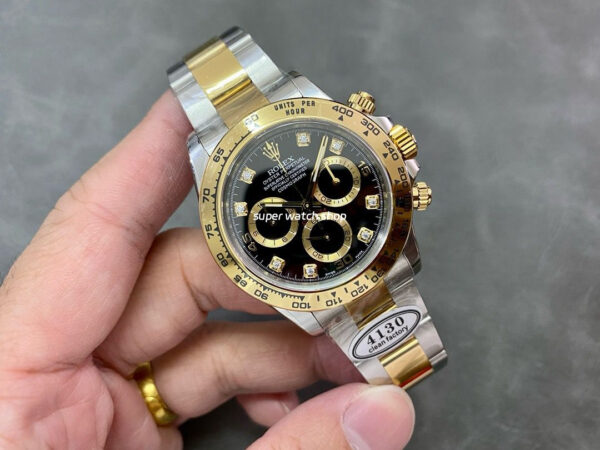 Clean Factory Rolex Daytona 116503-0008 40mm Half Gold Diamond Mop Black Dial - Image 4