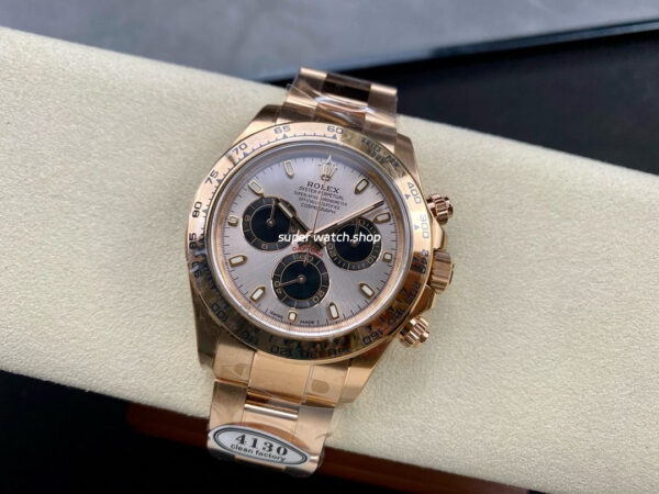 Clean Factory Rolex Daytona 116505-0003 40MM Full Rose Gold Black Eye Pink Dial - Image 4