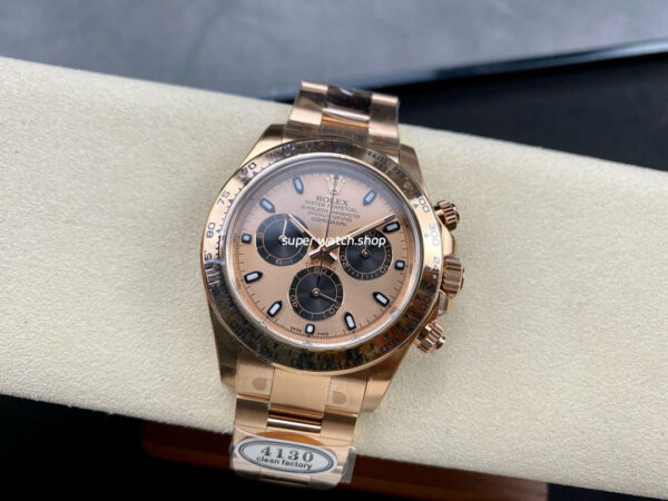 Clean Factory Rolex Daytona 116505-0009 40mm Full Rose Gold Black Eye Gold Dial - Image 4