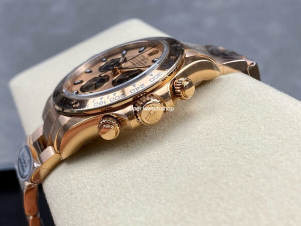 Clean Factory Rolex Daytona 116505-0009 40mm Full Rose Gold Black Eye Gold Dial - Image 6