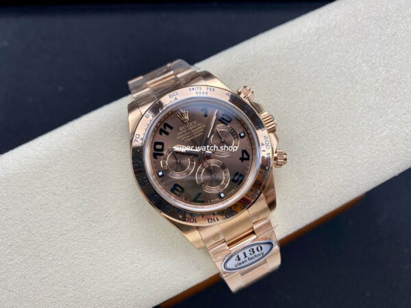 Clean Factory Rolex Daytona 116505-0011 40mm Full Rose Gold Arabic Number Brown Dial - Image 4