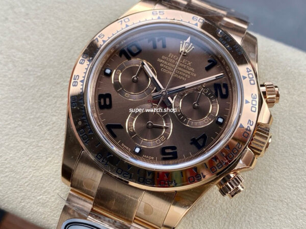 Clean Factory Rolex Daytona 116505-0011 40mm Full Rose Gold Arabic Number Brown Dial - Image 3