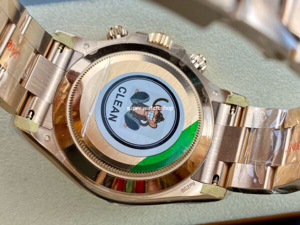 Clean Factory Rolex Daytona 116505-0017 40mm Full Rose Gold Diamond Bagutte Pink Dial - Image 7