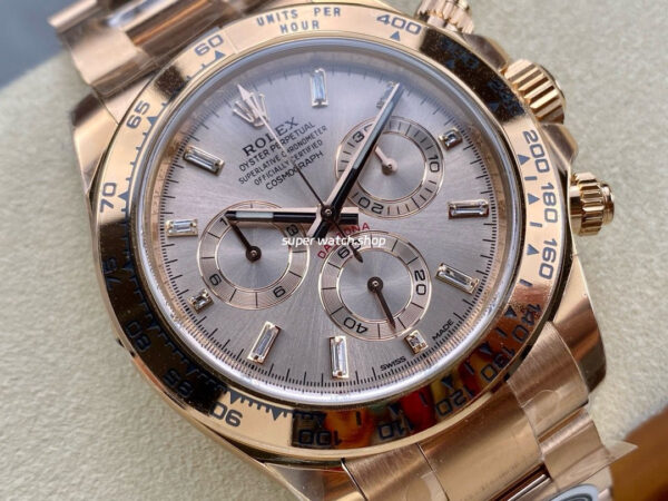 Clean Factory Rolex Daytona 116505-0017 40mm Full Rose Gold Diamond Bagutte Pink Dial - Image 2